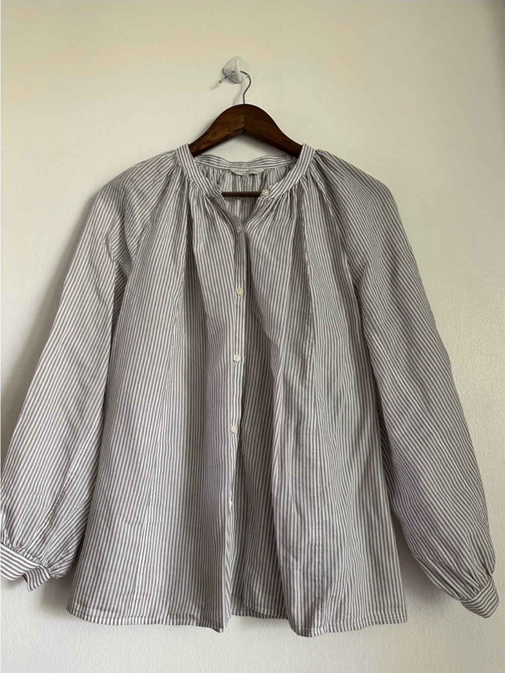 Lucky Brand Gray and White Striped Button-Down Shirt